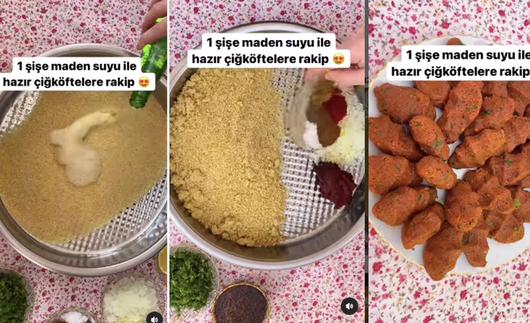 Sadece 1 şişe maden suyu ile etsiz çiğ köfte tarifi 10 dakikada hazır olacak